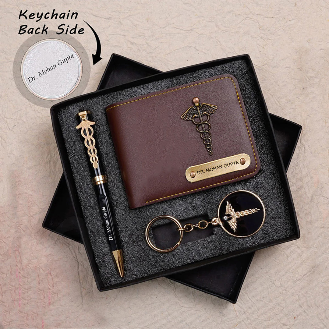 Customized Doctors Wallet Pen & Key Chain Set | Gift For Doctors
