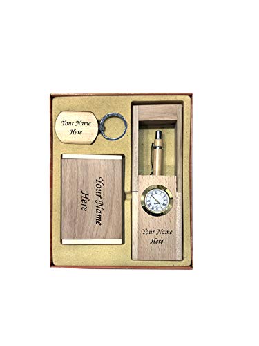 Shreya Creation Sensy Gifts Personalized Pen Stand with Watch, Keychain, and Wooden Ball Pen