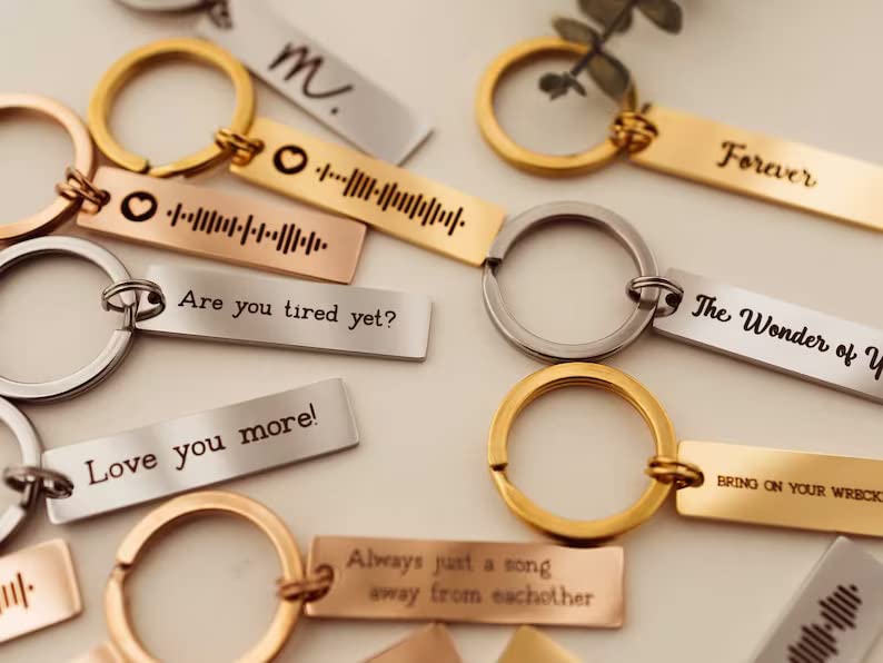 Sensy Gifts Personalized Music Codes Keychain | Custom Song Code Gift | Personalized Keyring |Girlfriend Birthday Gift |Anniversary Song Code Keychain Mirror Polished Pendant Stainless Steel