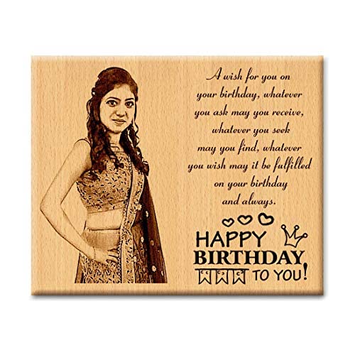 Sensy Gifts Personalized Engraved Wooden Photo Frame with Photo Upload | Customized Gifts For Birthday ( 4x5 )