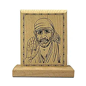 Sensy Gifts Decorative Wooden Sai Baba Stand Idol
