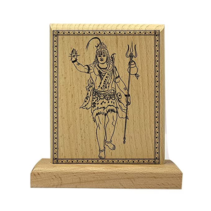 Sensy Gifts Decorative Wooden Shankar Stand Idol