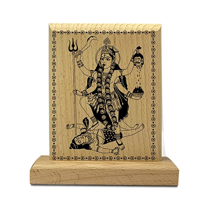 Sensy Gifts Decorative Wooden Durga Maa Stand Idol