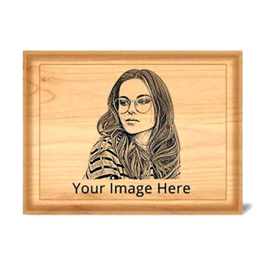 Shreya Creation Personalized Wooden Engraved Frame Happy for Wife (6x8 inches)