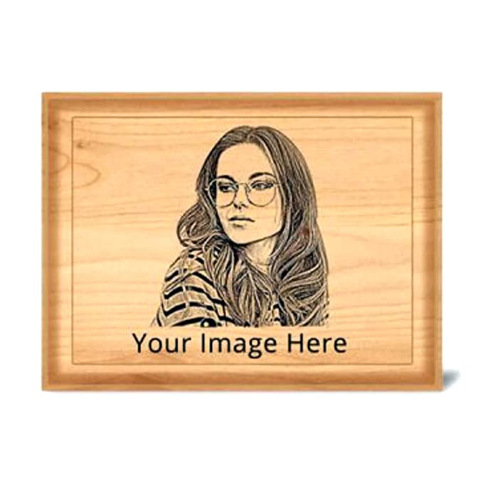 Shreya Creation||Personalized Wooden Engraved Frame Happy for Wife_(4X5 inches)