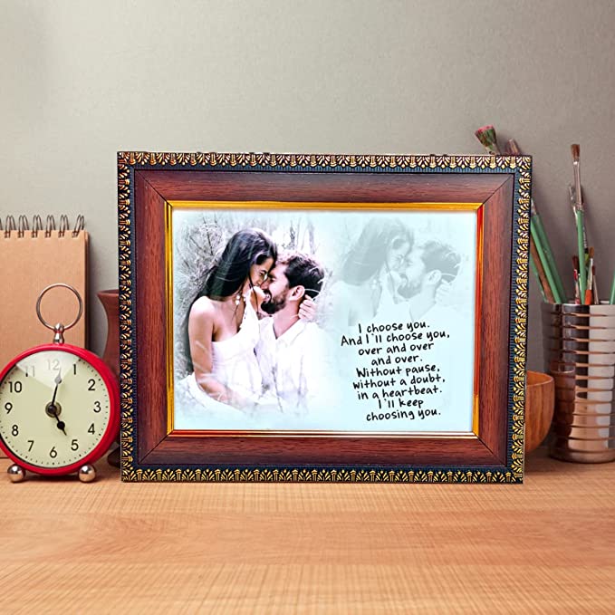 Shreya Creation Personalized Photo Frames for Table Decoration, Light Golden (6x8)