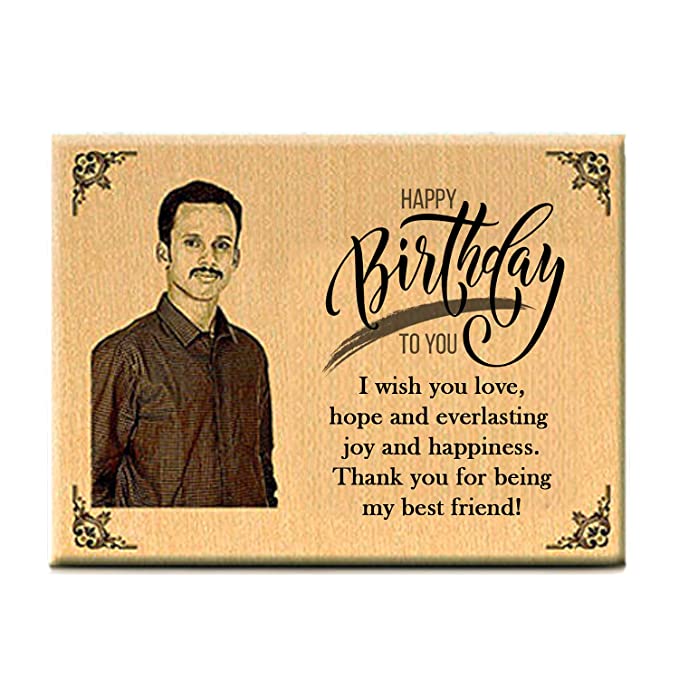 Shreya Creation Personalized Wooden Engraved Frame Happy for Husband,Boyfriend (6x8 inches
