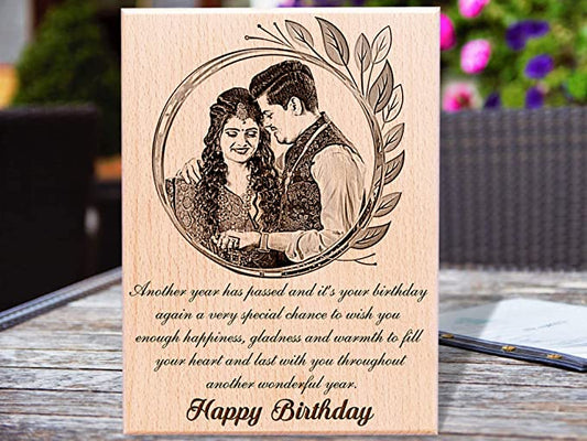 Sensy Gifts Personalized Wooden Engraved Frame with Free Personalized Photo Frame Free Personalized Photo Frame|Anniversary Wedding Birthday Gifts(6x8 inches)