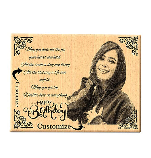 Shreya Creation Personalized Wooden Engraved Happy Birthday Frame (4x6 inches)