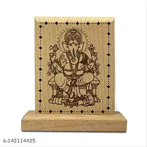 Sensy Gifts Decorative Wooden Ganesh Stand Idol